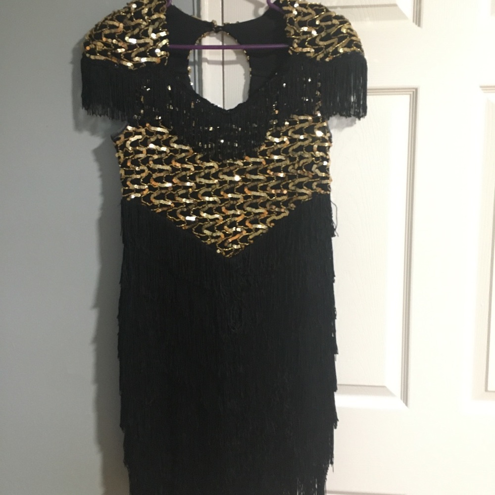 Vintage 1980 sequin tassel cocktail dress